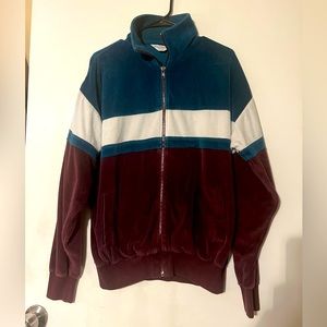 Christian Dior - Vintage Velour Tracksuit Jacket Zip - White, Teal and Maroon